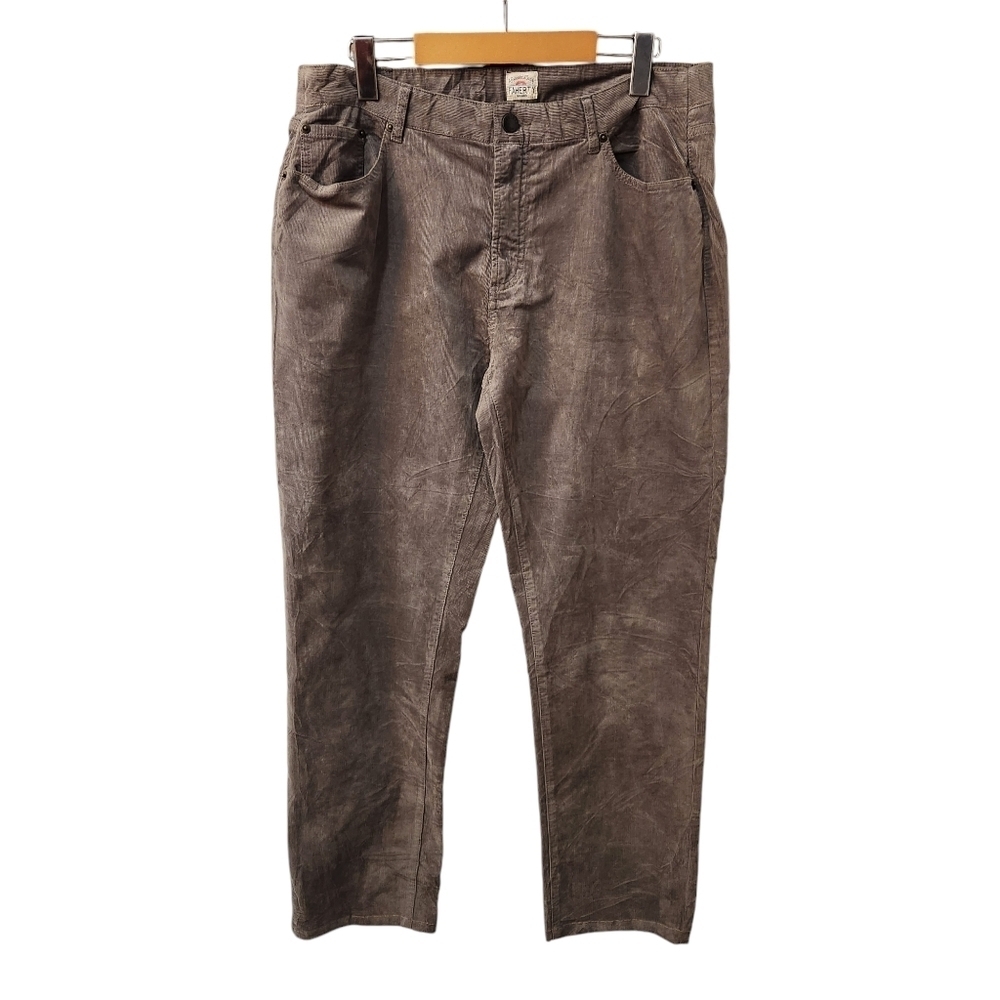 Faherty Pants Mens 35x30 Gray Corduroy Straight 5 Pocket Stretch Vintage…